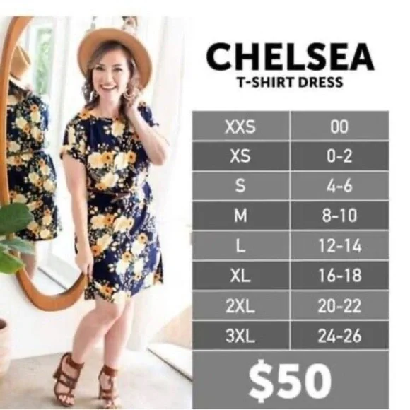 NWT CHELSEA LuLaRoe T-Shirt Dress ~ NAVY BLUE TIE DYE ~ Sizes 3XL - Picture 6 of 6
